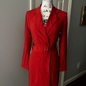 Fleur du Mal red belted silk trench dress XS